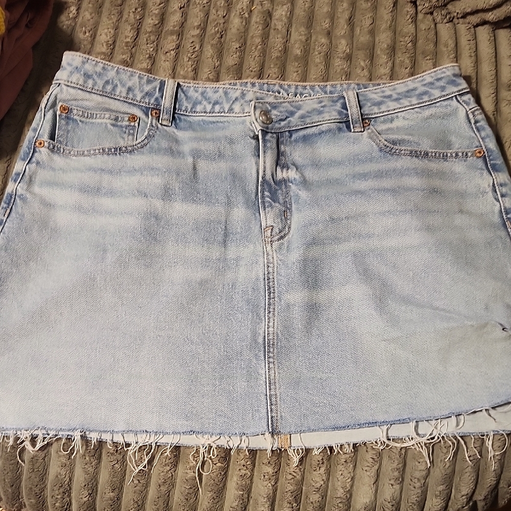 American Eagle Outfitters Light Blue Frayed Mini Skirt